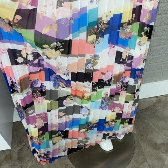 Bar III Colorful Belted Pleated Summer Maxi Dress Size S - Picture 8 of 11